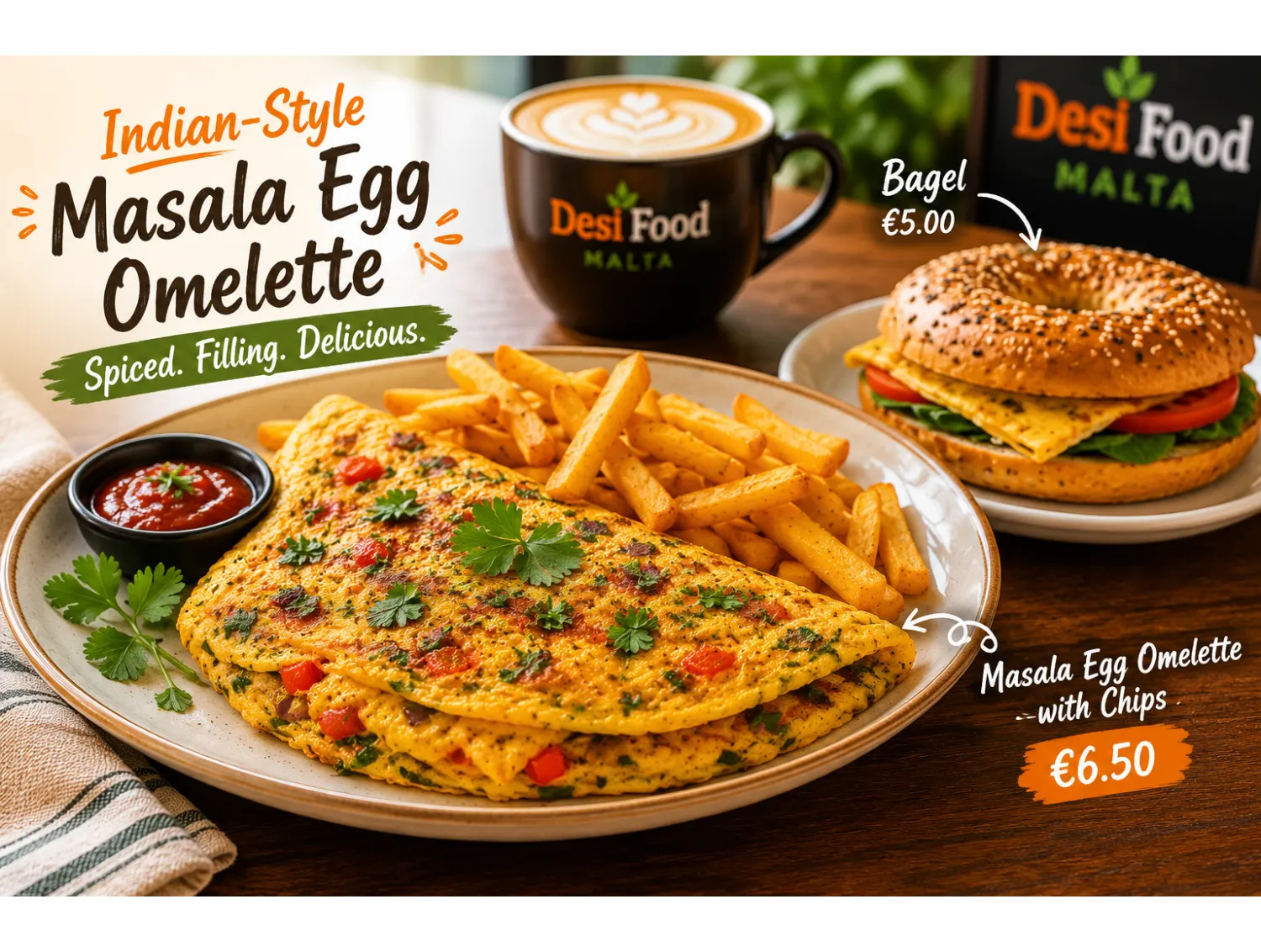 Masala Egg Omelette at Desi Food Malta
