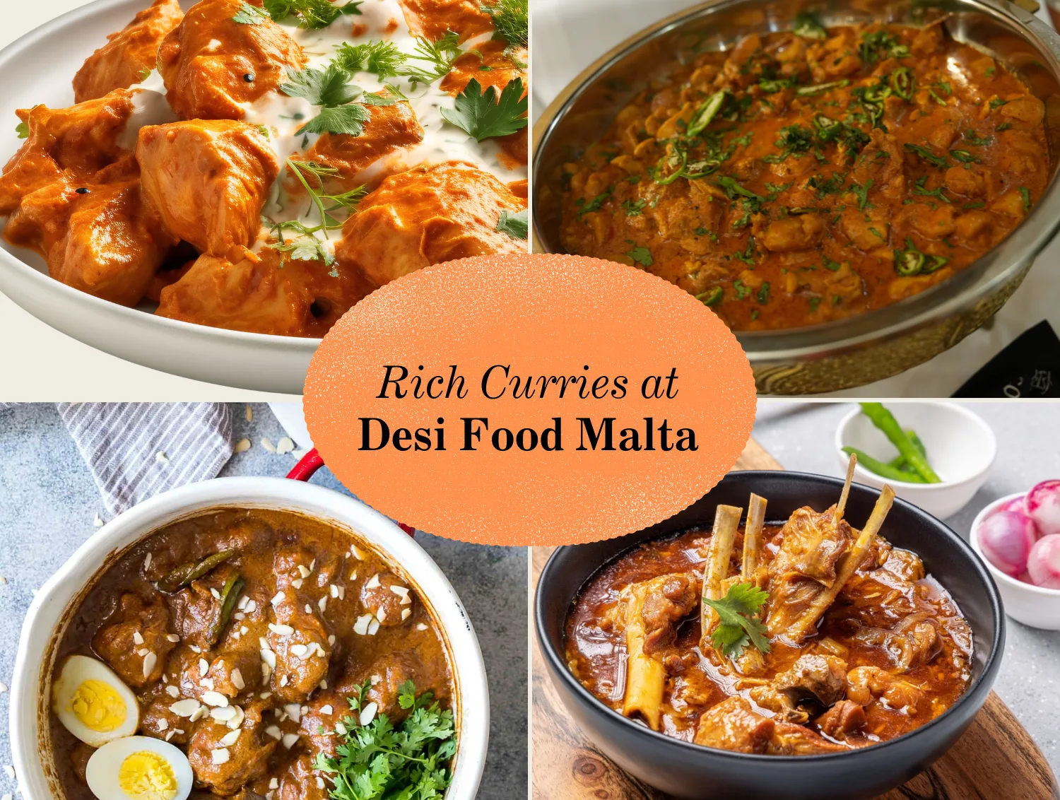 Butter chicken and Indian curries at Desi Food Malta