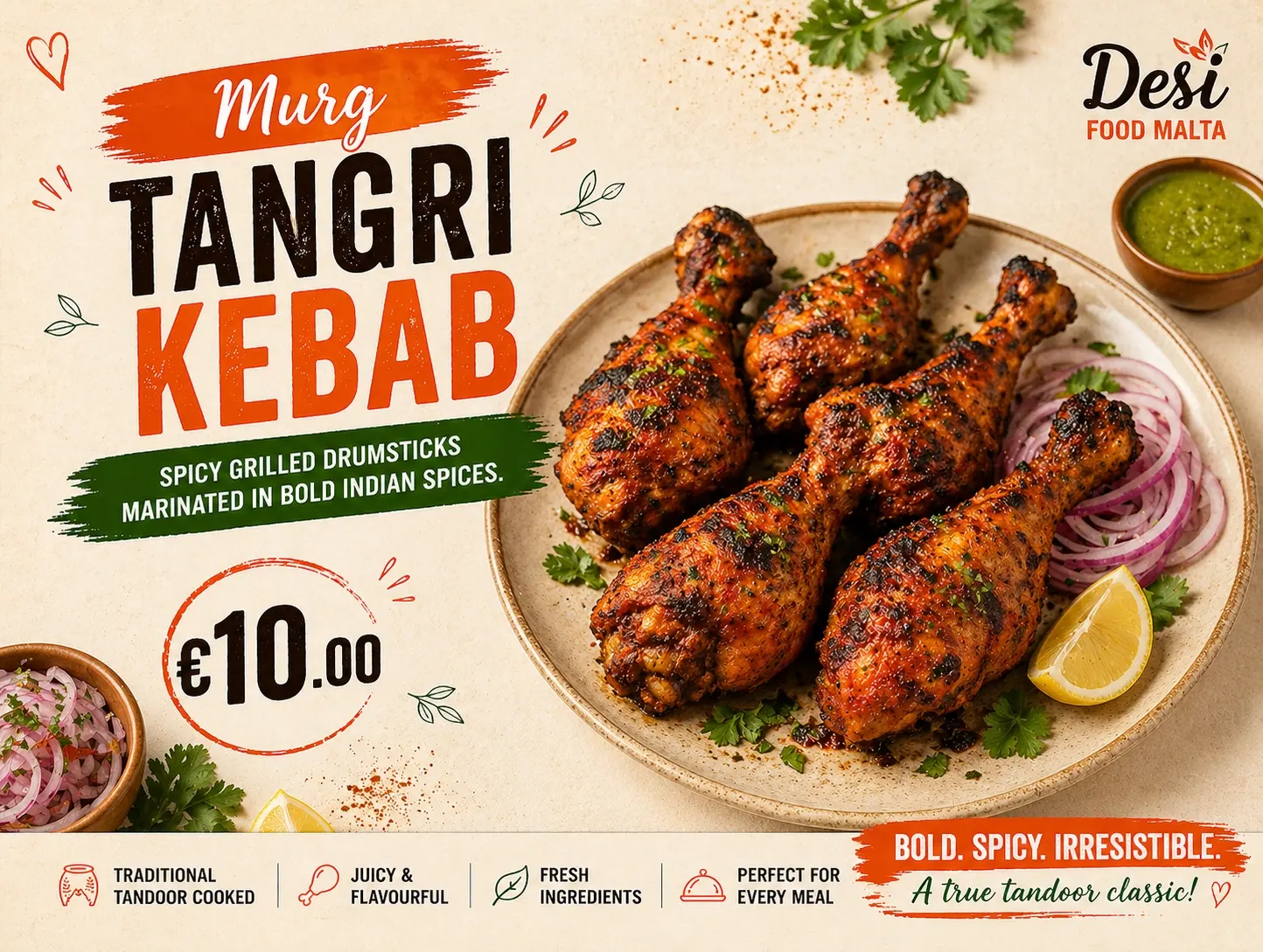 Murg Tangri Kebab at Desi Food Malta