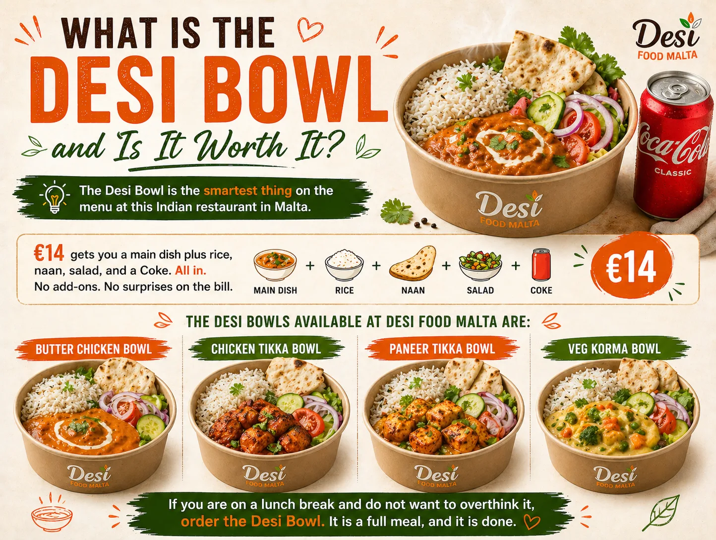 Indian Desi bowl at Desi Food Malta