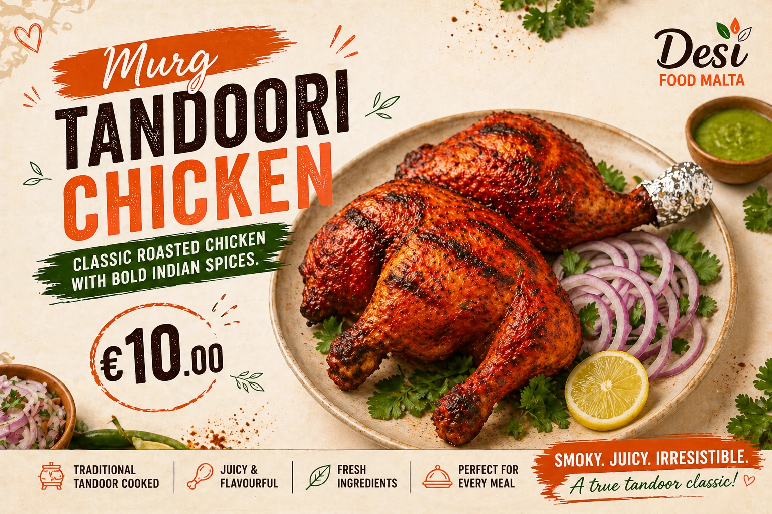 Murg Tandoori Chicken at Desi Food Malta