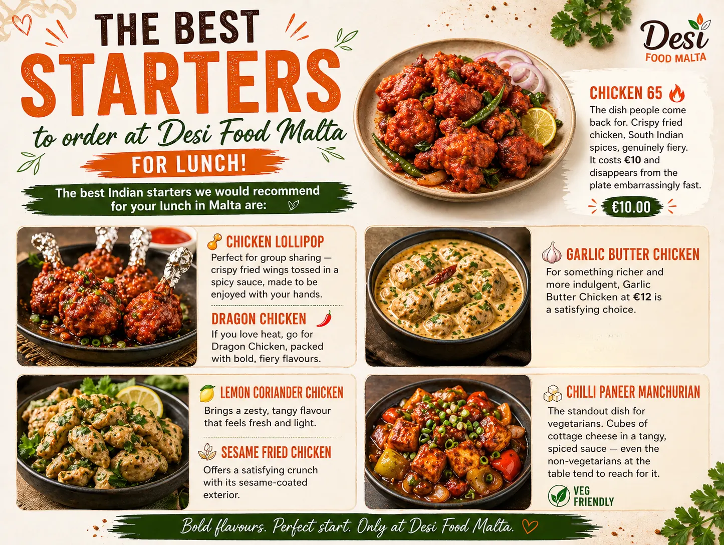 best indian starters at Desi Food Malta